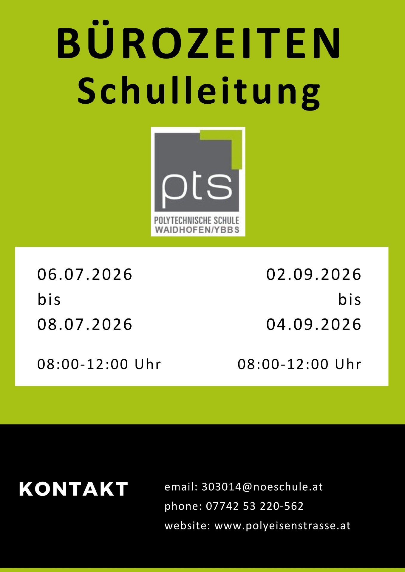 Ferienbürozeiten