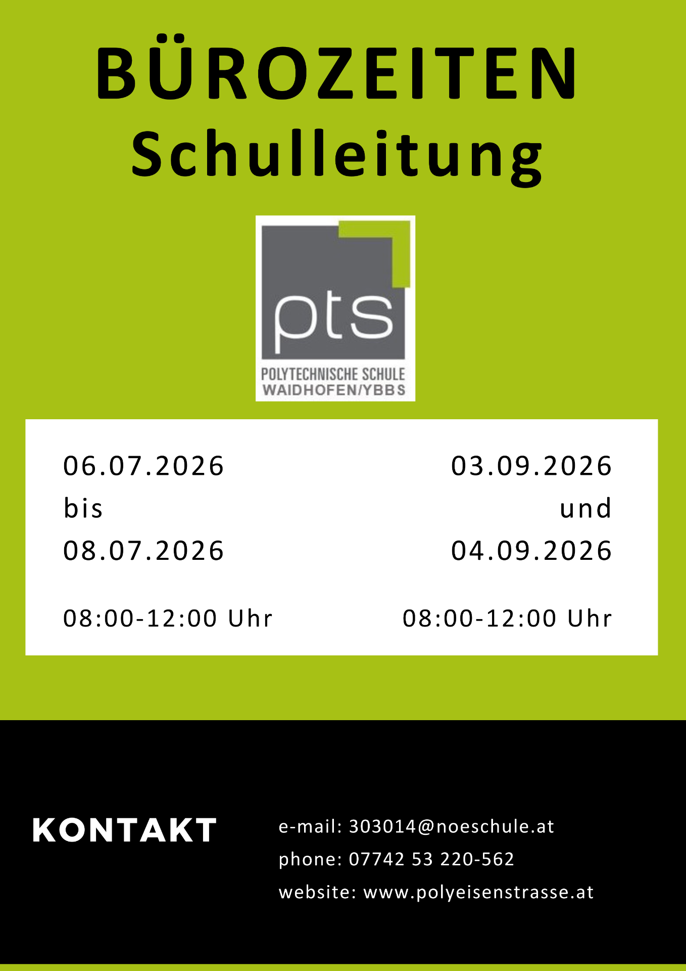Ferienbürozeiten